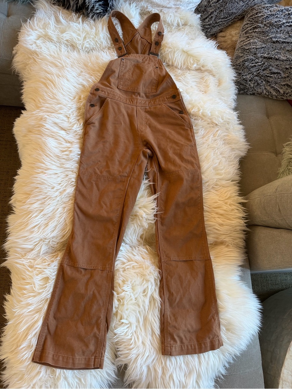 Patagonia organic hemp cotton overalls XS New earthworm brown canvas cargo